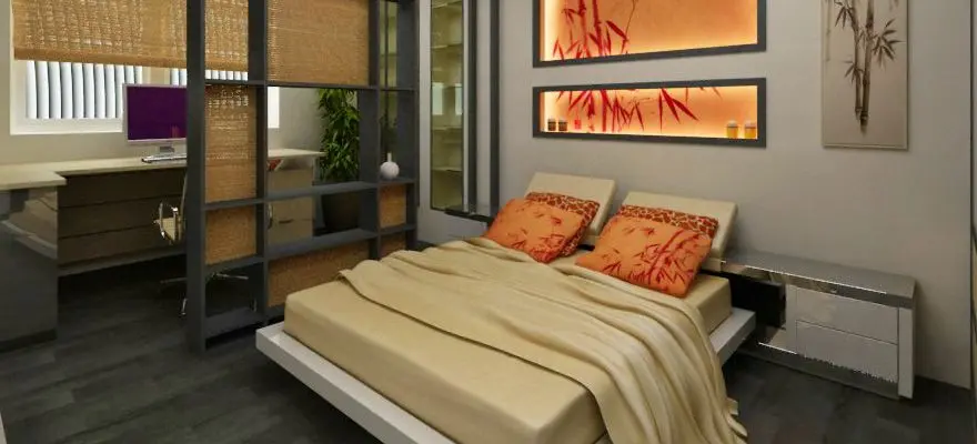 Dormitor stil japonez amenajat in Chisinau Moldova